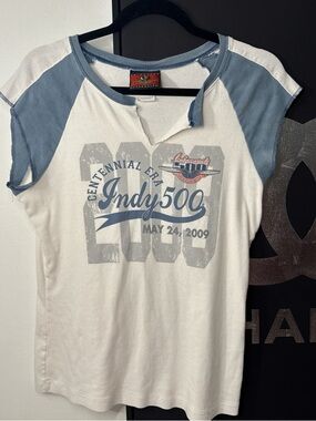 Authentic Indy 500 Tee - White & Light Blue